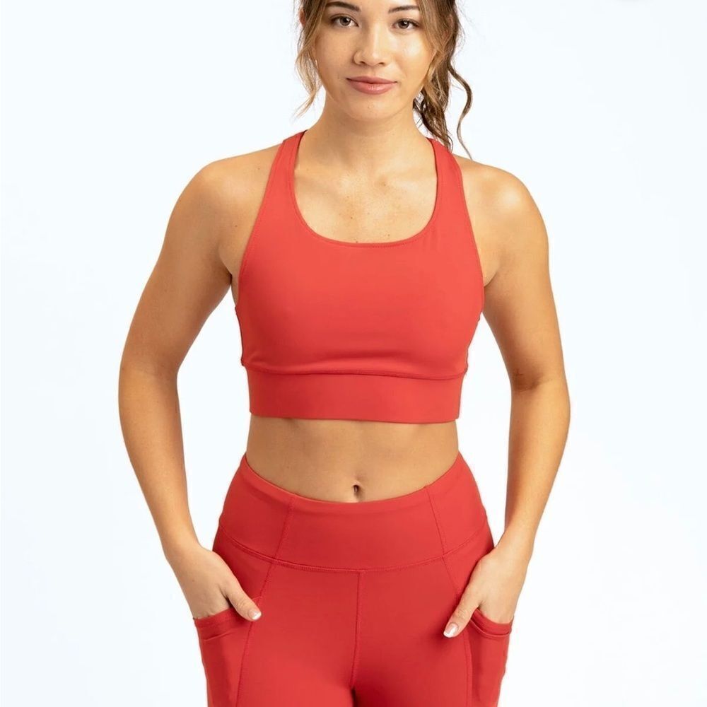 Threads 4 Thought Women’s  Strappy Sports Bra Goji Color Size Medium - Picture 2 of 14